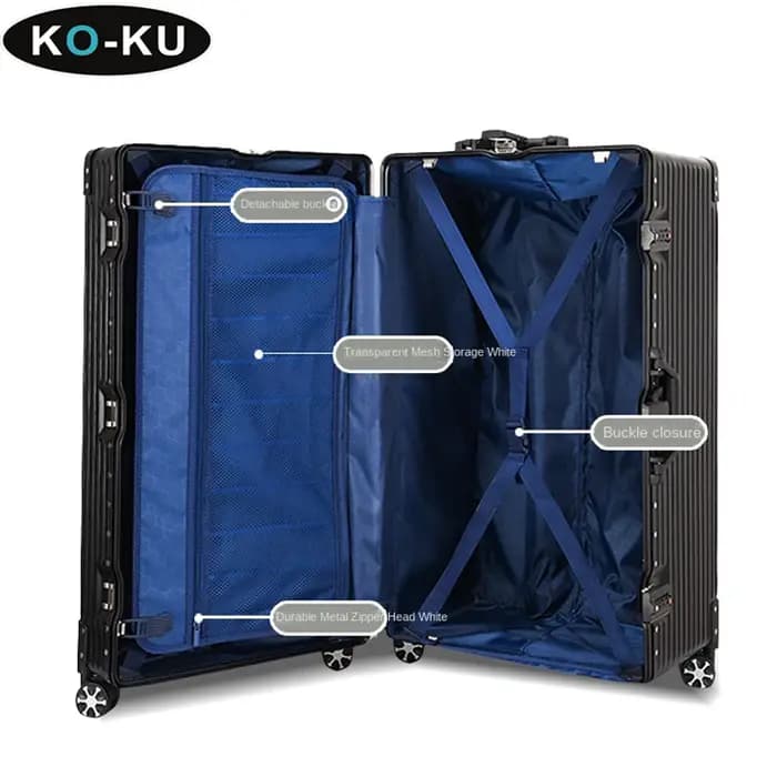KU valise surdimensionnée 40/50/60 ''cadre en aluminium ABS + PC boîtier de chariot épaissi bagage de grande capacité 20
