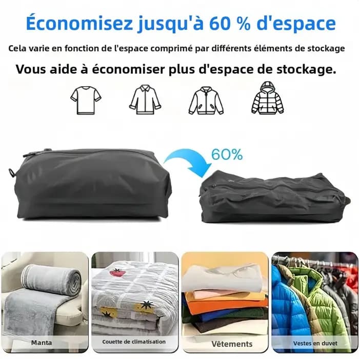 Sacs de rangement sous vide de voyage 17L avec pompe à air