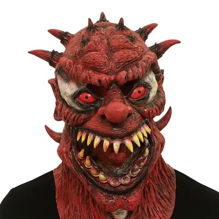 Masque de Diable Rouge en Latex Réaliste - Accessoire de Costume Horreur Réaliste
