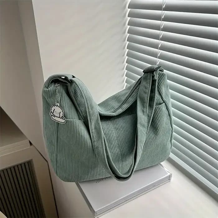 Sac à bandoulière en velours côtelé pour femme