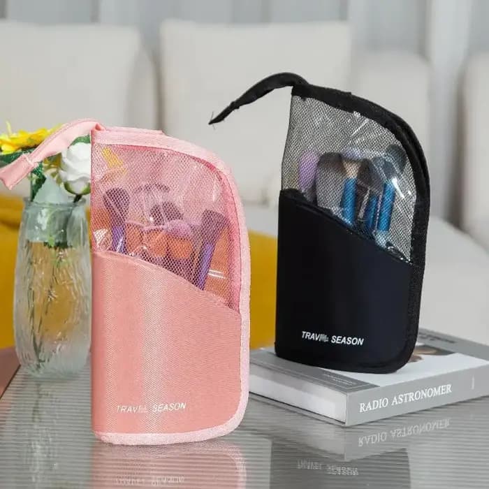 Trousse à cosmétiques transparente avec fermeture éclair pour femmes