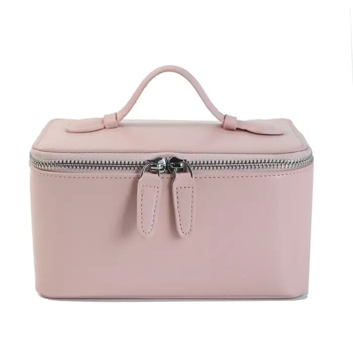 Sac à cosmétiques à main en cuir lisse de grande capacité avec nom personnalisé gratuit, sac de lava