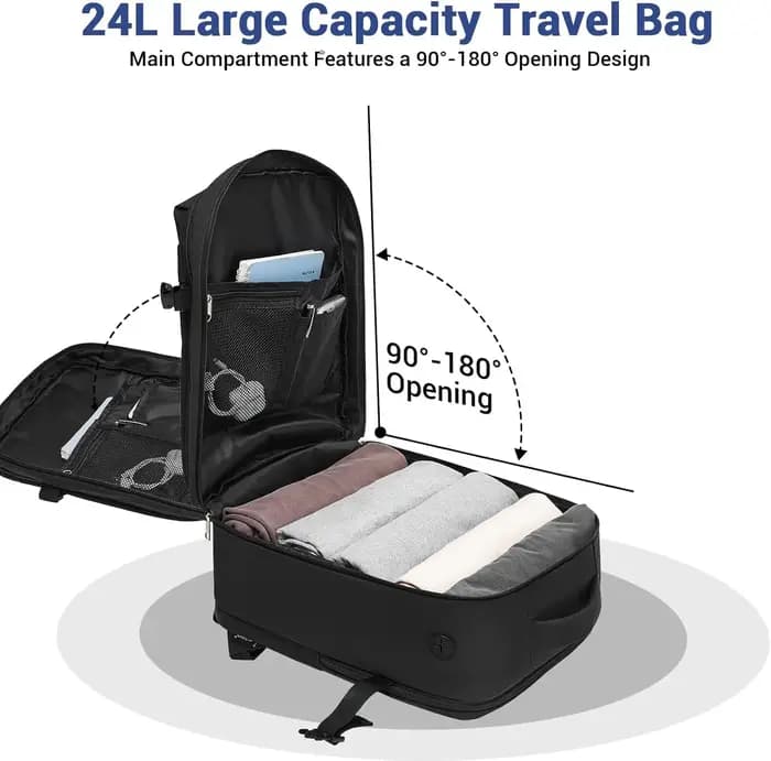 Sac à dos KONO compatible Ryanair, bagage à main 40×30×20cm, imperméable, léger avec compartiment po