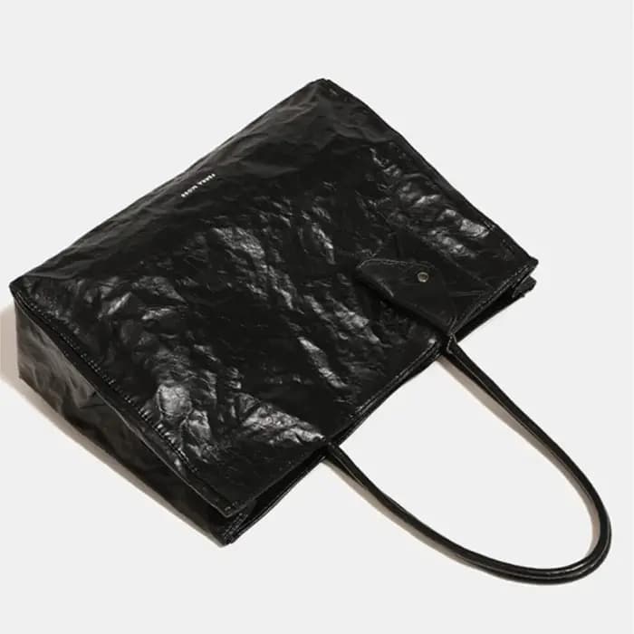 Sac fourre-tout plissé en cuir pour femmes