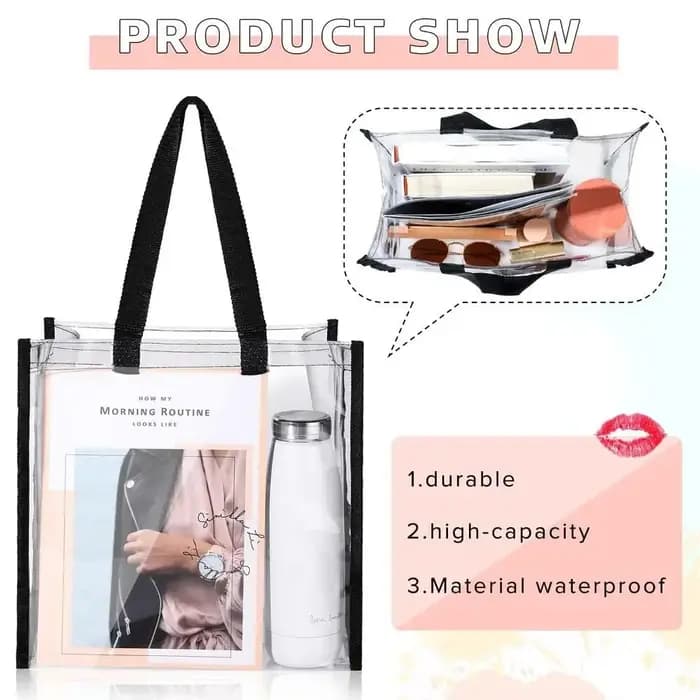 Sac fourre-tout transparent en PVC de grande capacité