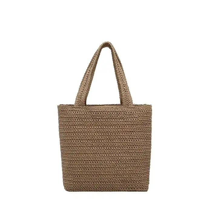 Nouveau Sac Fourre-tout Polyvalent Décontracté en Tissu Couleur Unie avec Fermeture Éclair Grande Ca