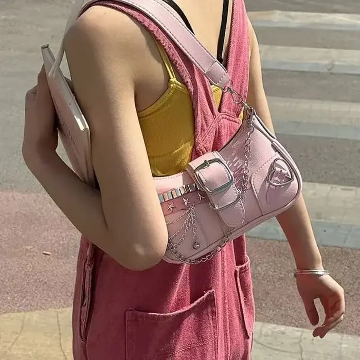 Sac à bandoulière de luxe en cuir PU Y2K pour filles