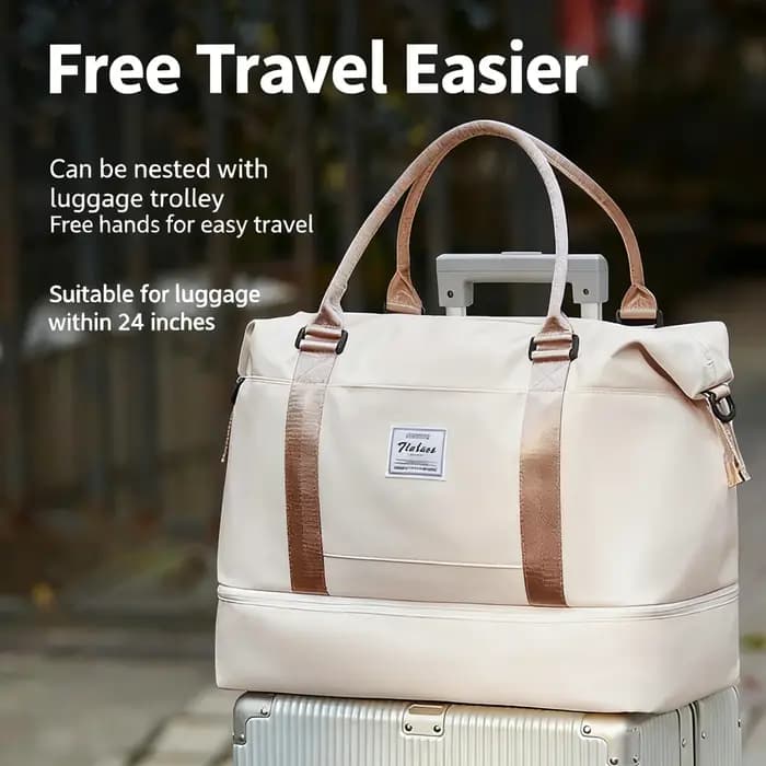 Sac fourre-tout de voyage, sac à main léger avec compartiment à chaussures, sac à bandoulière de gra