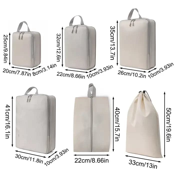 Ensemble/6 pièces emballage compressible sac de rangement de voyage Cubes valise étanche en Nylon Portable avec sac à main organisateur de bagages