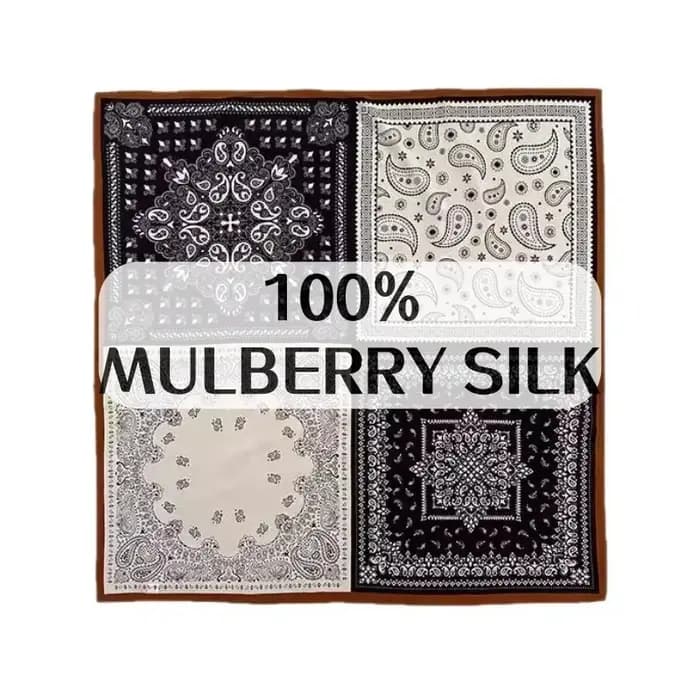 Foulard carré de luxe 100% Soie de Mûrier 70cm