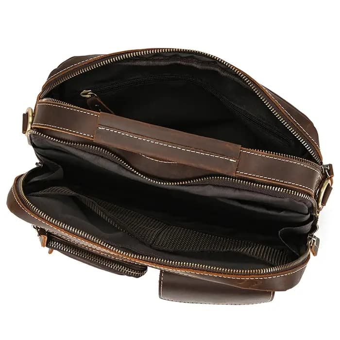 Grand sac à bandoulière en cuir véritable pour hommes