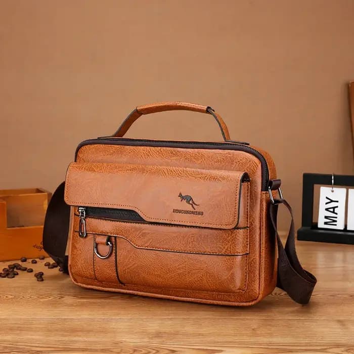 Sacs de messager de marque kangourou de luxe hommes en cuir sac à bandoulière décontracté