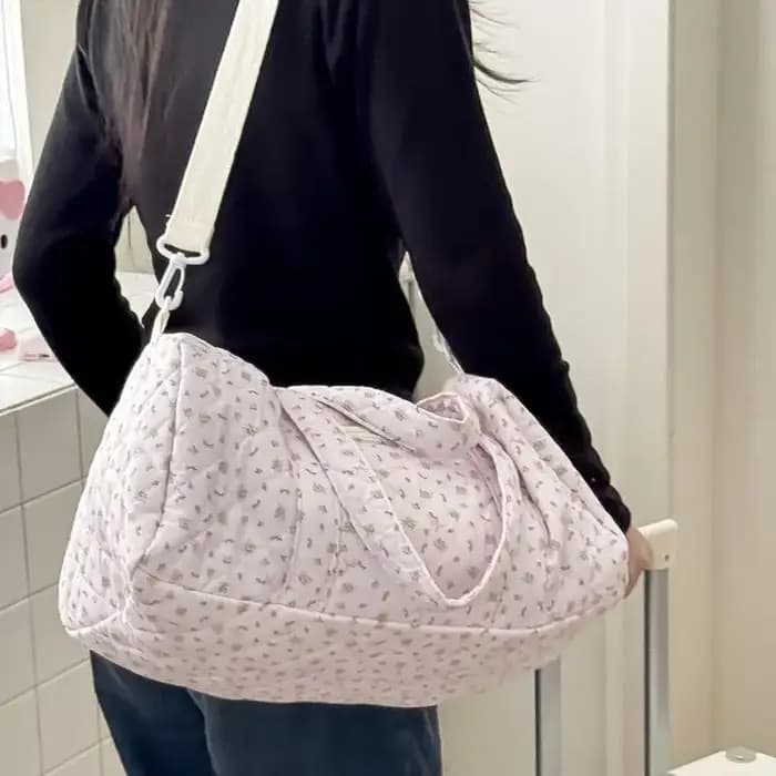 Sac de voyage matelassé floral léger grande capacité