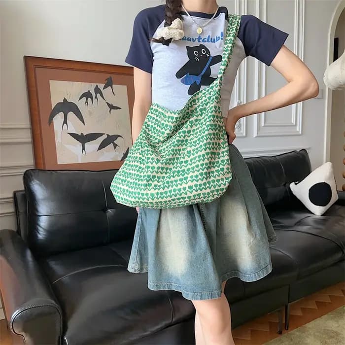 Sac à bandoulière en toile florale pour femmes