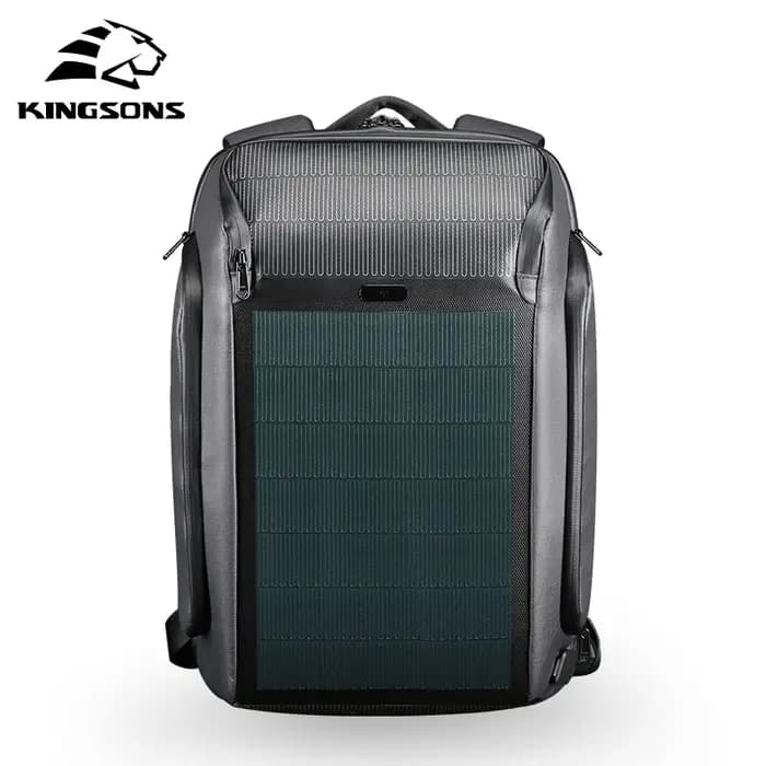 Kingsons-Sac à dos à faisceau avec panneau solaire et chargeur USB pour homme