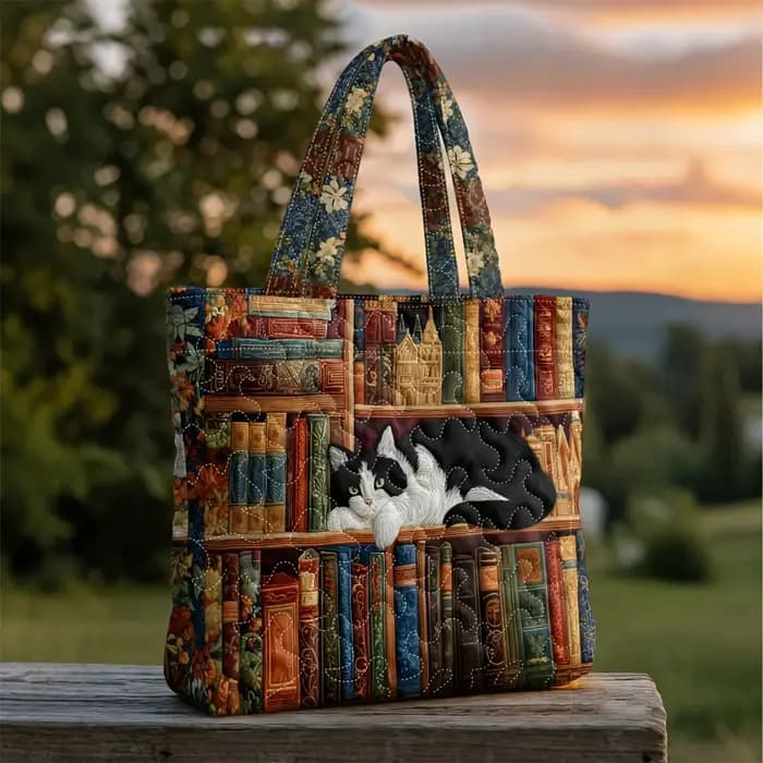  Sac fourre-tout matelassé 3D imprimé animaux (chat) pour femme et homme
