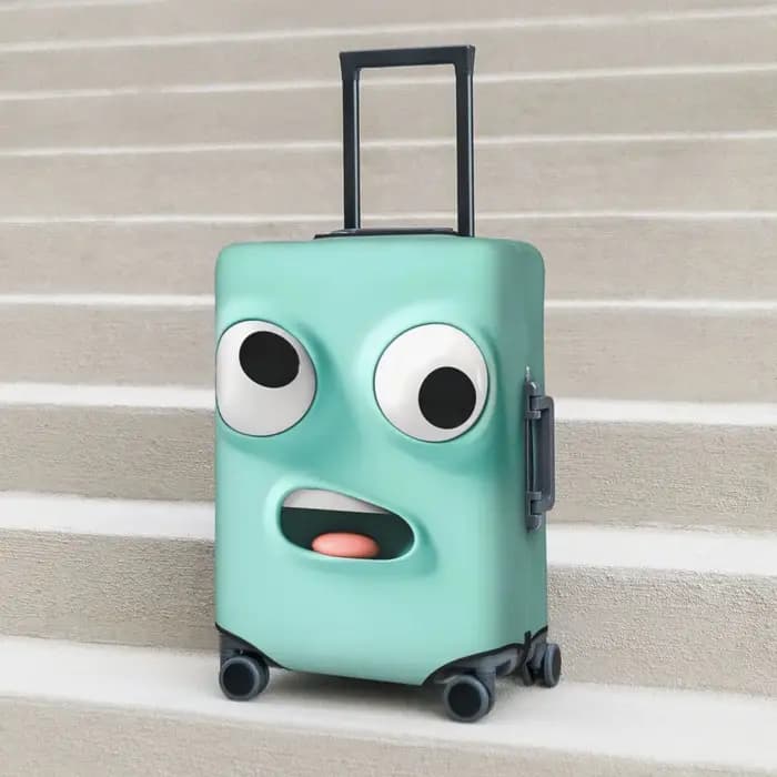 Housse de valise visage drôle Expression de dessin animé abstrait bleu voyage de croisière vol extensible fixation