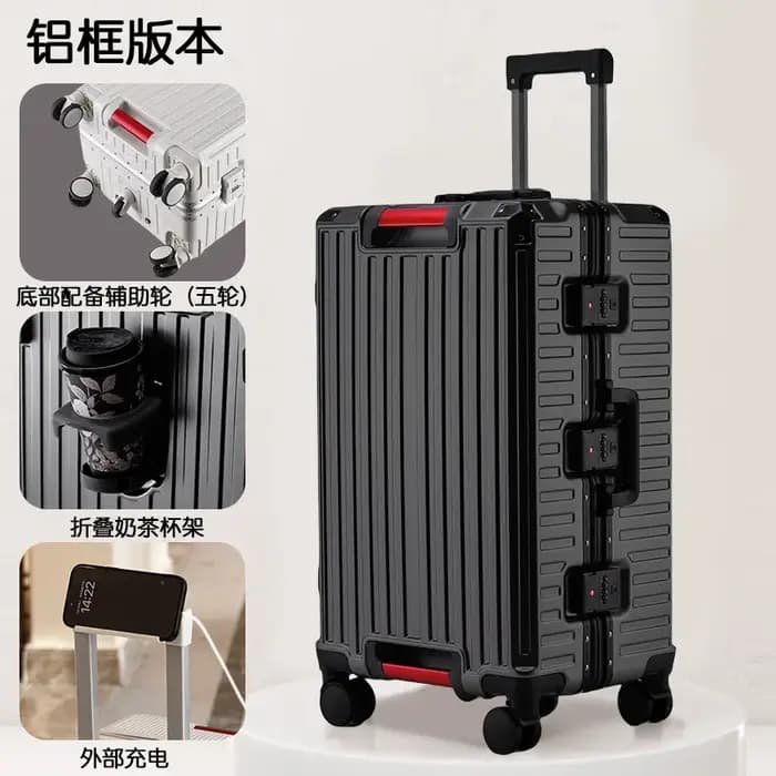 Valises de voyage multifonctions à cinq roues, cadre en aluminium, grande taille 22-28 pouces, fendues 3:7