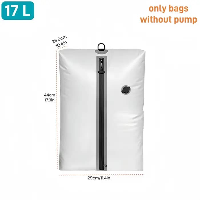 Sacs de compression sous vide 17L avec pompe à air, pour vêtements de voyage/extérieur, sacs sous vi