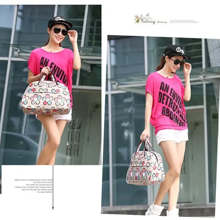 41 cm * 28 cm * 16 cm pas cher grande capacité femmes sac de voyage fourre-tout hommes bagages sac de sport nouvelle fleur impression femme sac à main PT1280