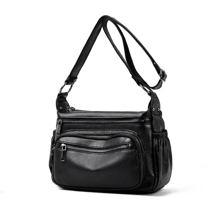 Sac à bandoulière multi-poches en cuir de vache pour femmes