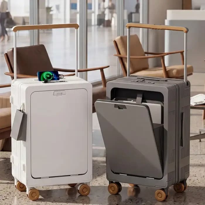 Valise à ouverture frontale, trolley multifonctionnel, cadre en aluminium, sac pour ordinateur portable, valise 18/20 pouces, valise cabine, valises de voyage 24 pouces