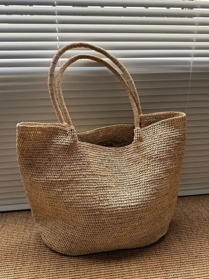 Sac à bandoulière en raphia naturel fait main, grand format, pour femme, sac fourre-tout de luxe, sa