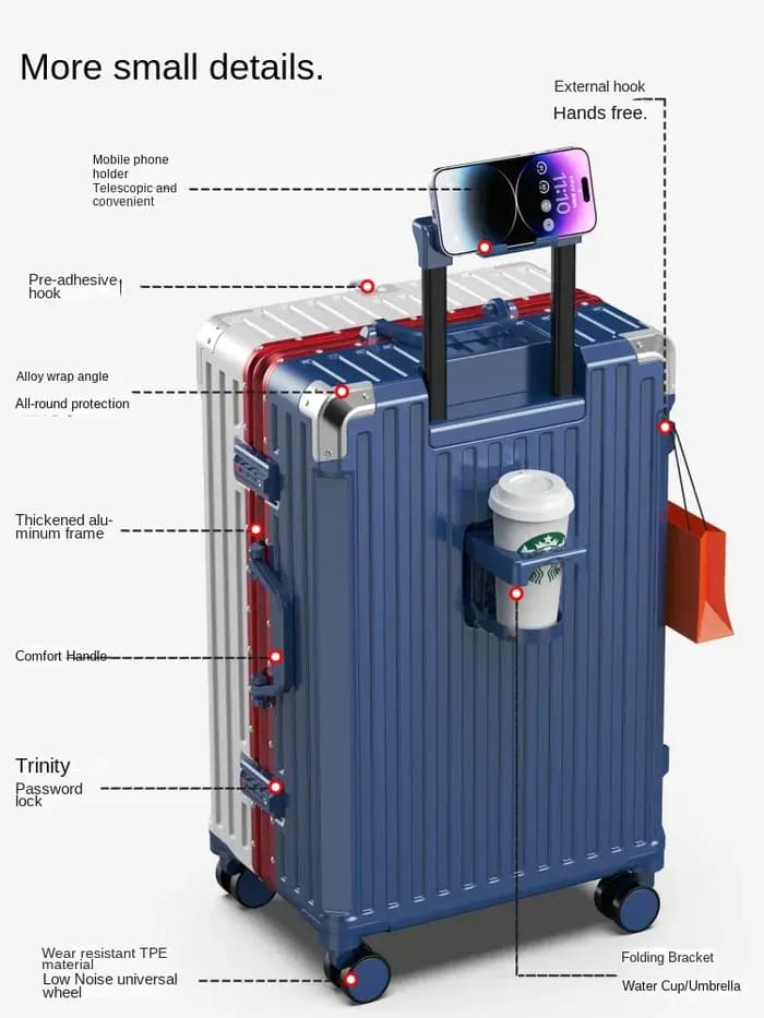 Valise de voyage cadre en aluminium nouveau boîtier de chariot pour hommes 28/ 30 pouces bagages de grande taille 20