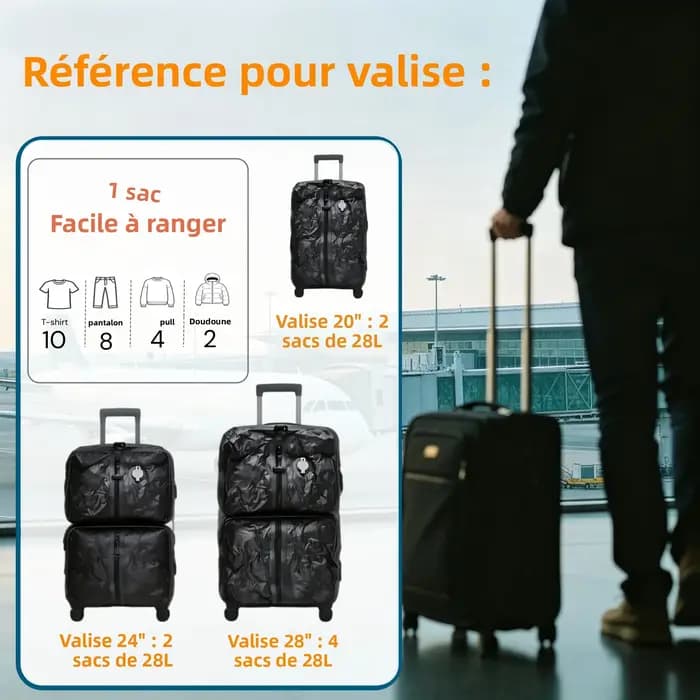 Sac de compression sous vide Ryanair 28L avec pompe électrique