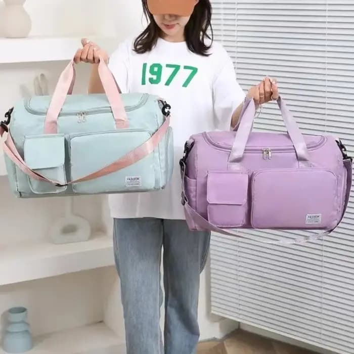Sac de voyage Oxford pliable multifonctionnel en nylon, sac de sport multicouche avec compartiment à chaussures, sac à main de grande capacité