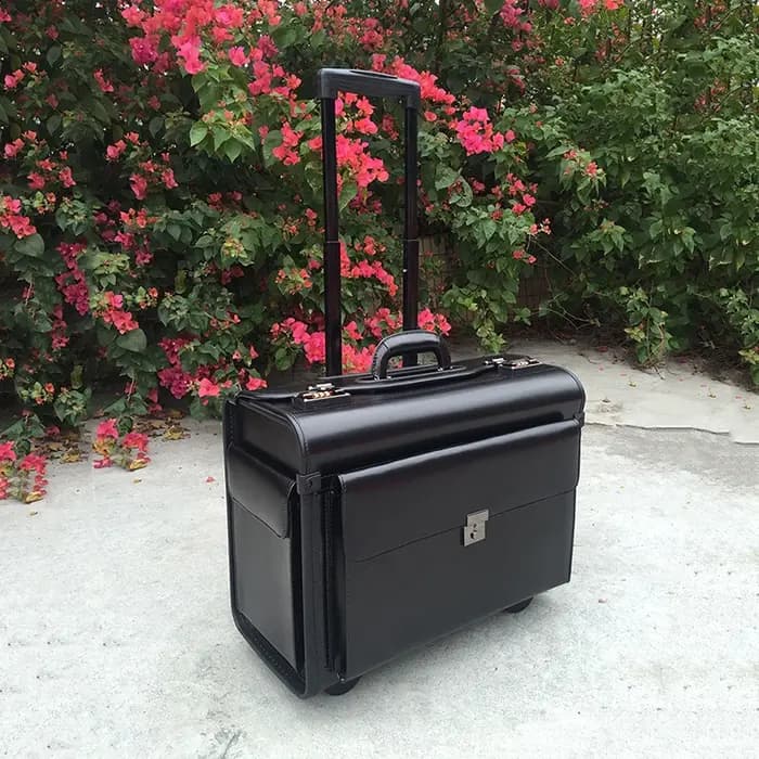 Valise de vol Trolley services.com Pilot en cuir véritable