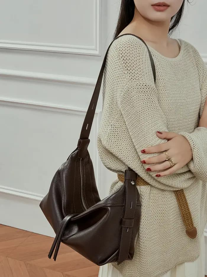 YANATARI sac de boulette en cuir souple sac en cuir souple grande capacité minimaliste sac à bandoul