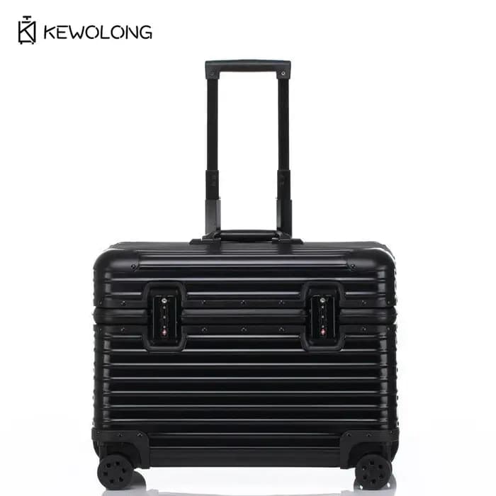 Valise en aluminium à coins arrondis, bagage cabine rigide à ouverture par le haut avec roulettes à