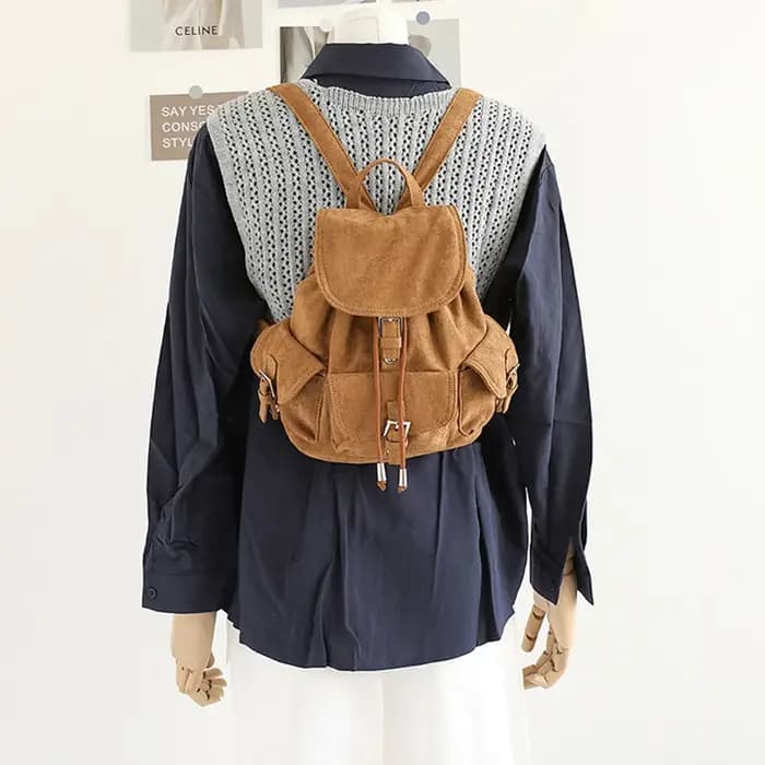 Sac à dos en daim noir pour femme