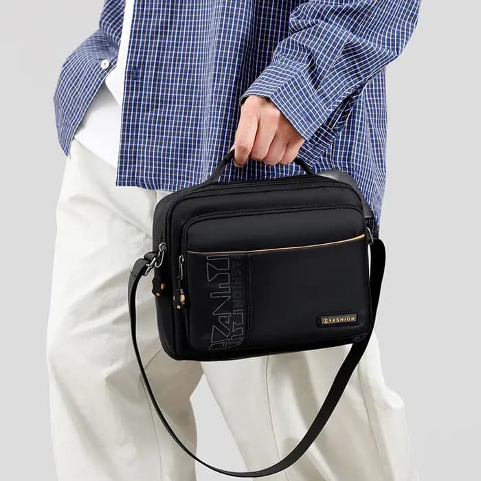 Sac messager imperméable de grande capacité pour homme – Sac bandoulière en nylon durable avec plusieurs poches pour les voyages et le travail