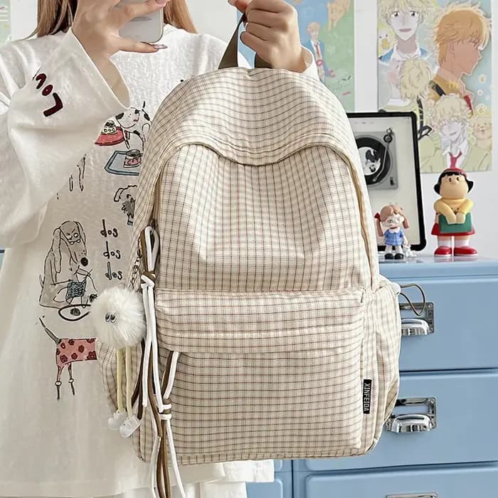Sac à dos de voyage à motif quadrillé original