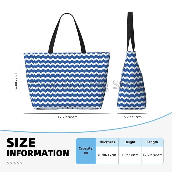 Grand sac de plage bleu rayé pour femme
