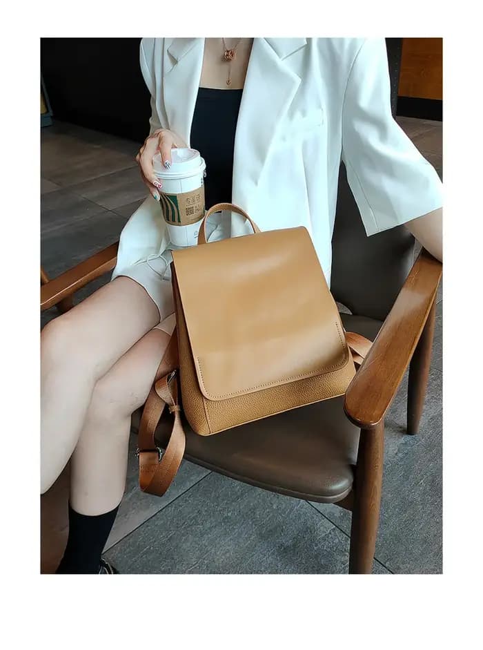 Sac à dos en cuir de vachette pour femme