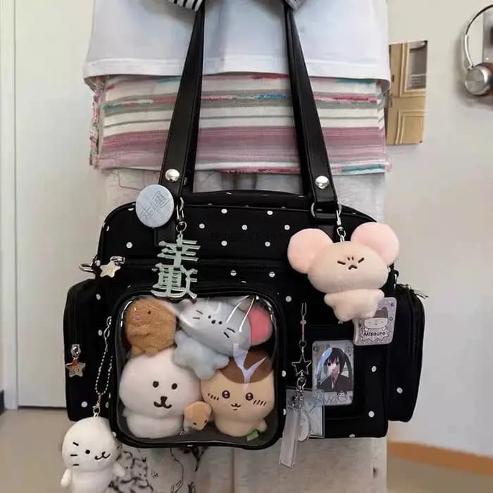Sac à pois pour femme avec fenêtre transparente