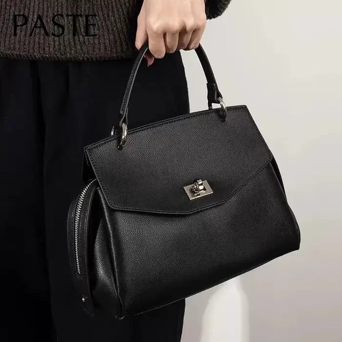 Classique affaires déplacements couverture fourre-tout en cuir de vache véritable femmes sac à bandoulière noir de haute qualité femme pratique sac à main