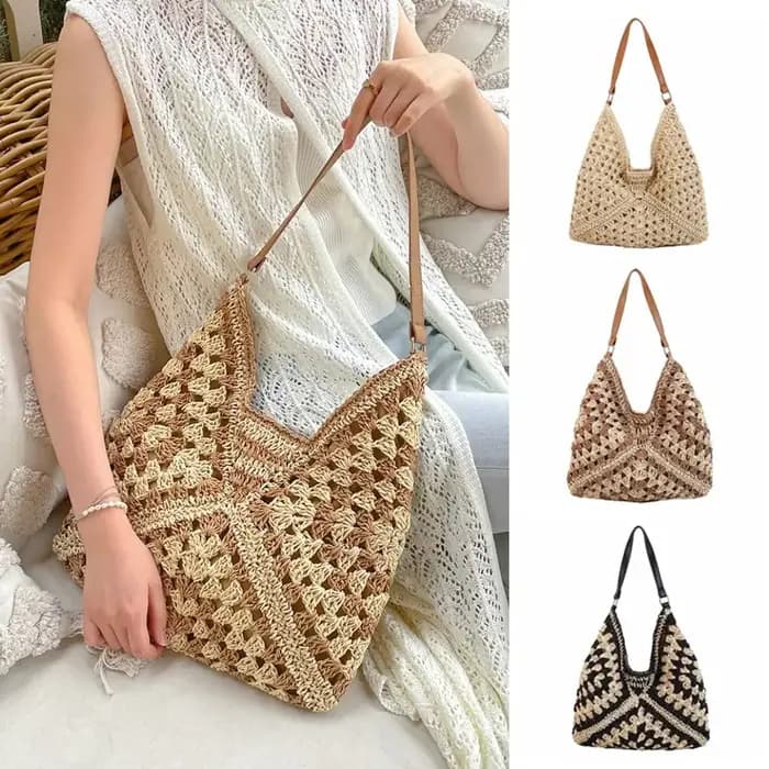 Sac à bandoulière en paille tressée tendance pour l'été