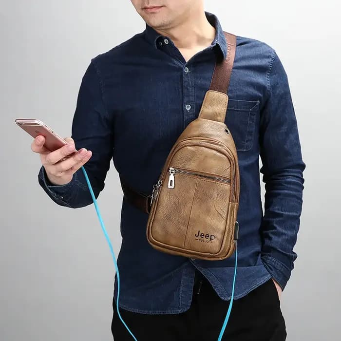 Sac de poitrine en cuir de kangourou de marque de luxe pour hommes, sac de voyage et de randonnée, sac messager pour hommes, sac de poitrine en cuir, sac à bandoulière