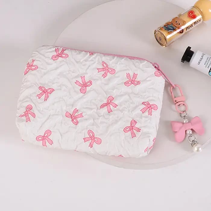 Pochette cosmétique plissée avec nœud