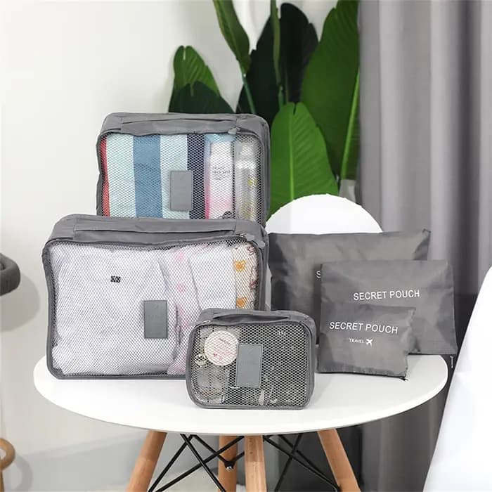 Ensemble de 6 Cubes d'emballage, sacs de rangement pour vêtements de voyage, organisateurs de bagages avec chaussures, sacs de toilette, organisateur de valise léger
