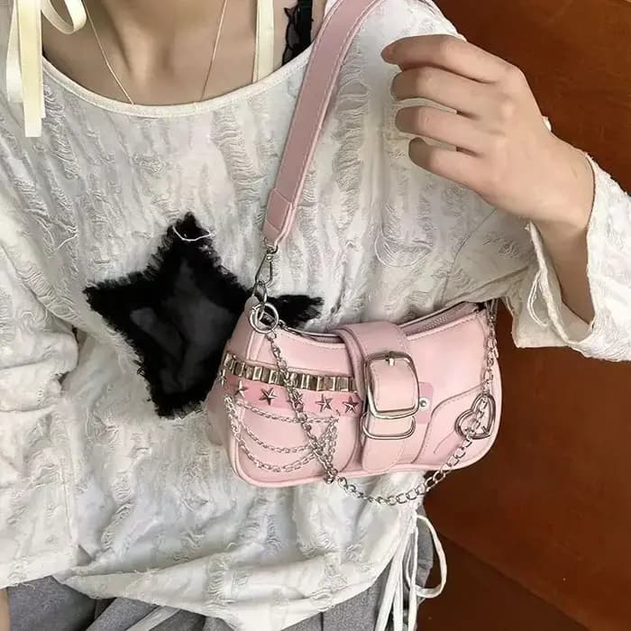 Sac à bandoulière de luxe en cuir PU Y2K pour filles