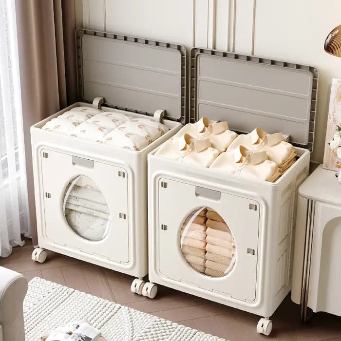 Armoire de rangement pliante pour vêtements, boîte de rangement pour couette de chambre à coucher, porte d'entrée rabattable de grande capacité pour organiser l'armoire de rangement