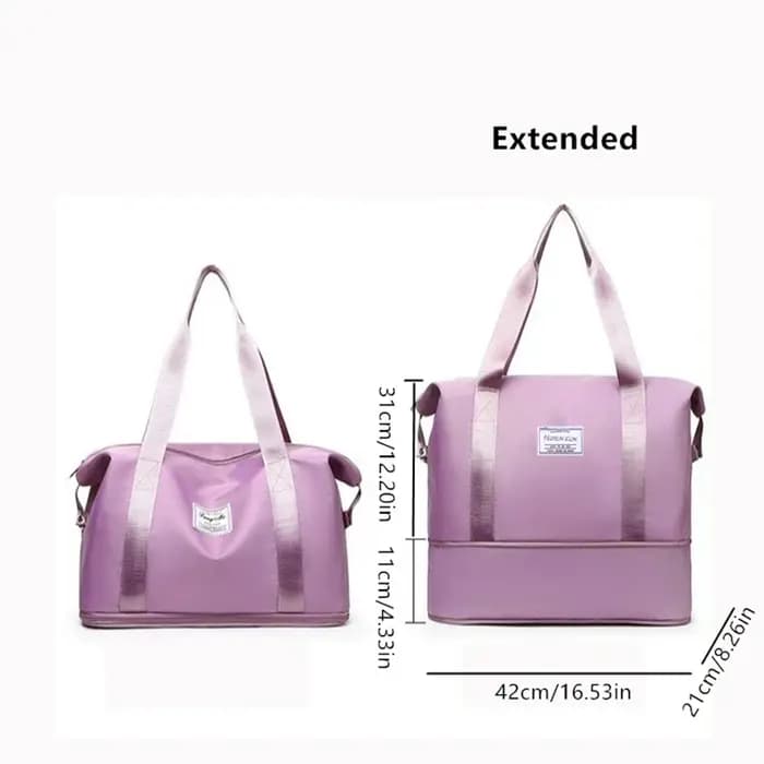 Sac de voyage double couche pliable et à la mode promotionnel ; Sac à main multifonctionnel organisateur de sac à bagages ; Sac de maternité extensible portable léger ; Sac de sport unisexe de séparat