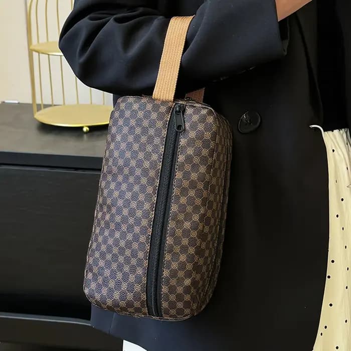 Sac fourre-tout polyvalent en PU pour maquillage et toilette noir bleu beige pour homme et femme voyage organisation quotidienne