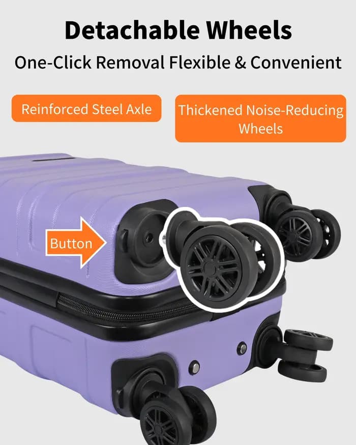 Valise cabine rigide JLY ABS avec roulettes pivotantes amovibles – Valises