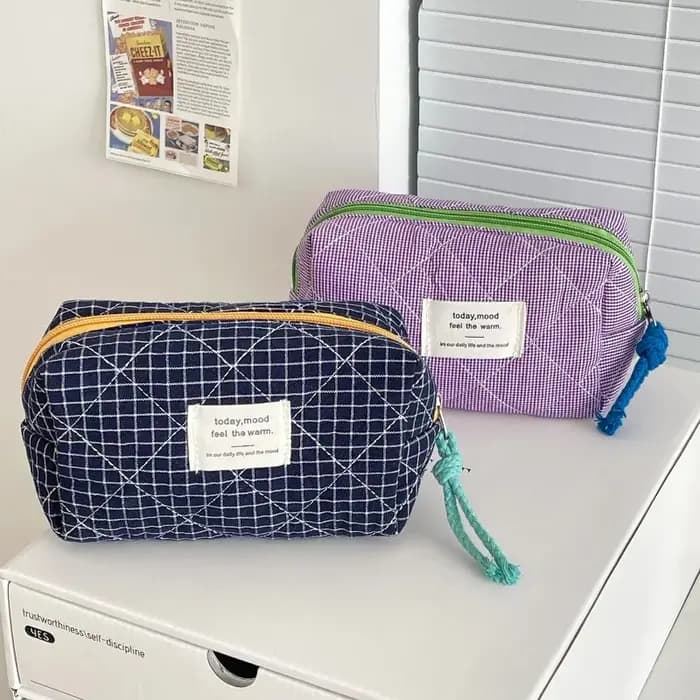 Trousse de Toilette Matelassée à Carreaux pour Filles